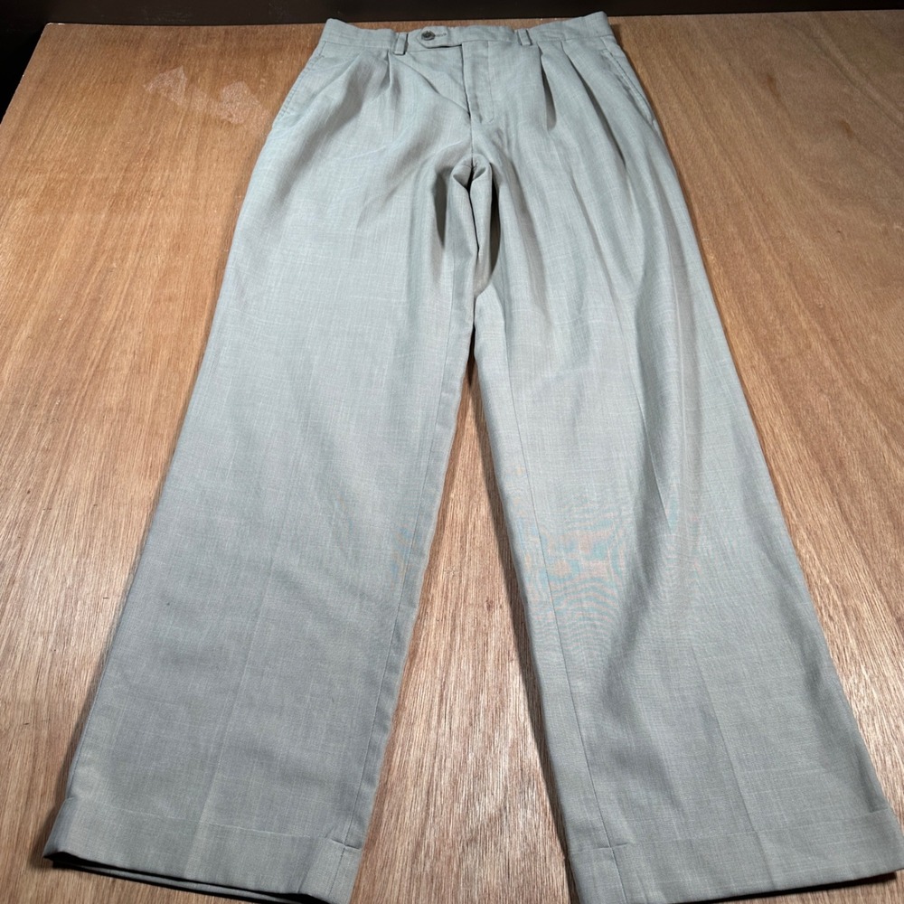 Lauren Ralph Lauren Trousers Women Sz 8 Tan Pleated Straight Leg Cuffed Business